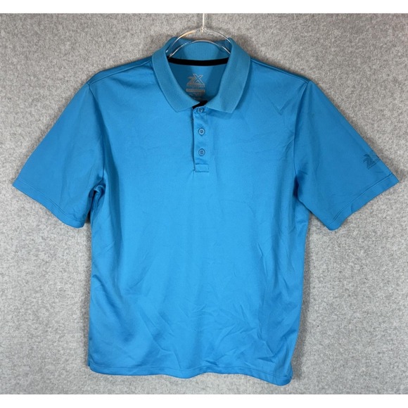 ZeroXposur Polo Shirt Mens Large Blue Performance Deep Aqua Golf UPF Lightweight - Picture 1 of 11